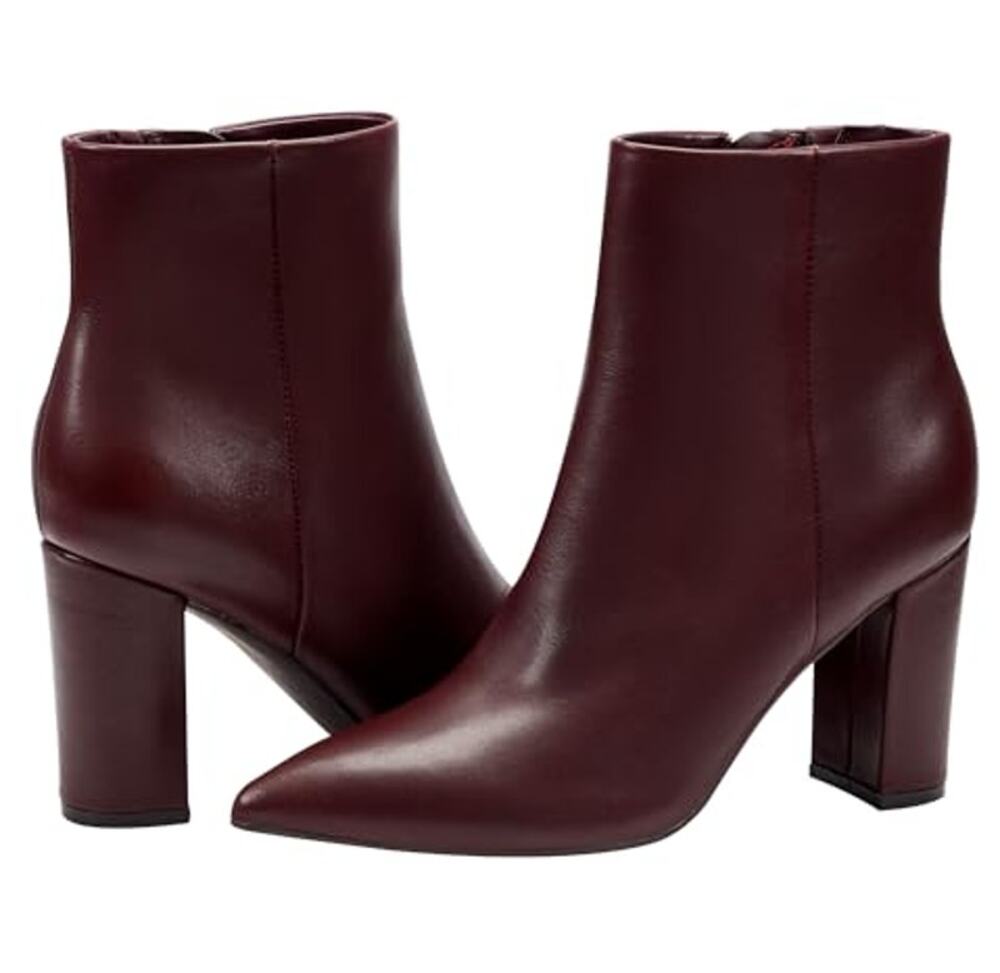 Marc Fisher Womens Glorena Ankle Boots US 8 M Dark Red Leather Bootie NWOB